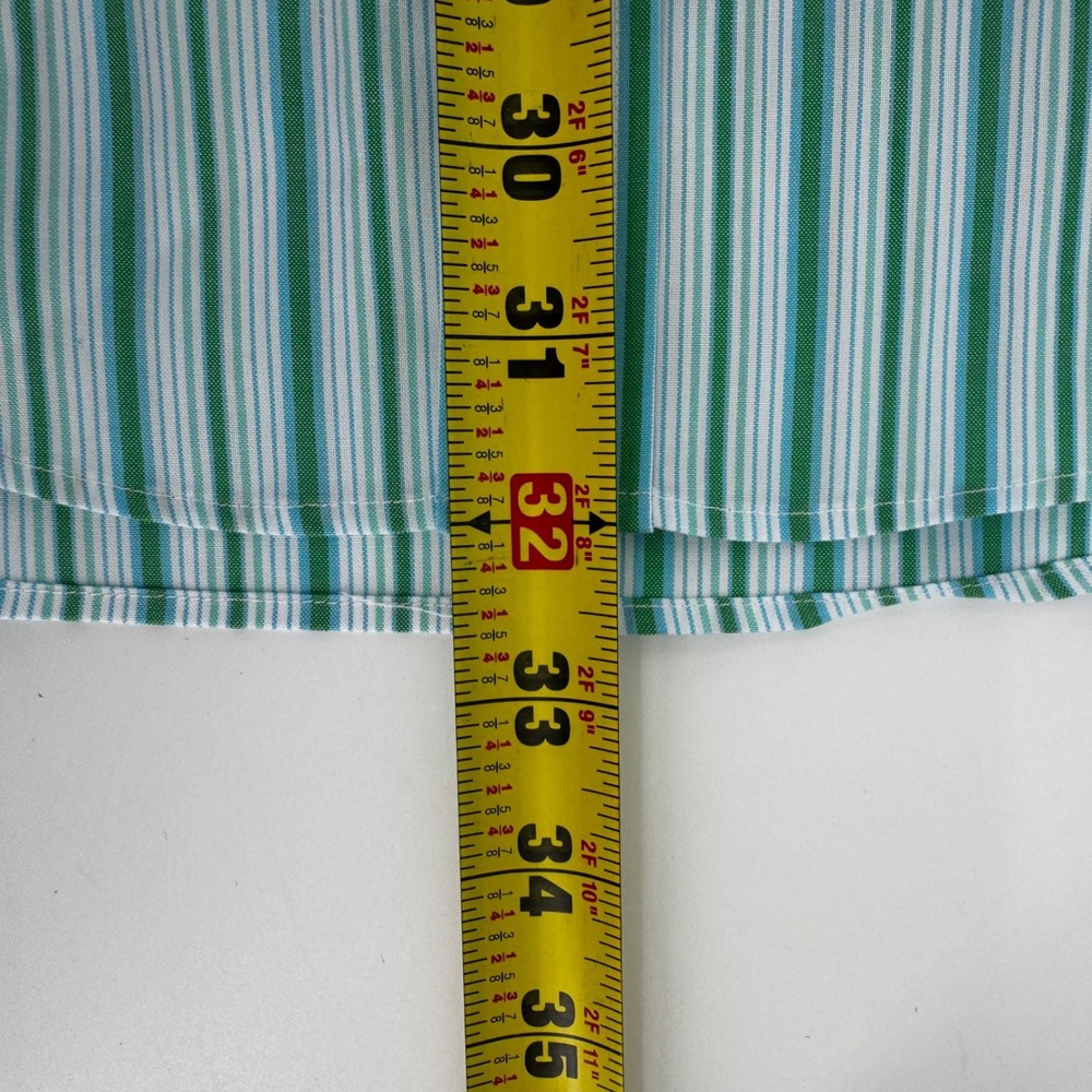 Lands' End Mens 16-33 Tailored Fit No Iron Supima Pinpoint Stripe Shirt Green - Picture 10 of 10